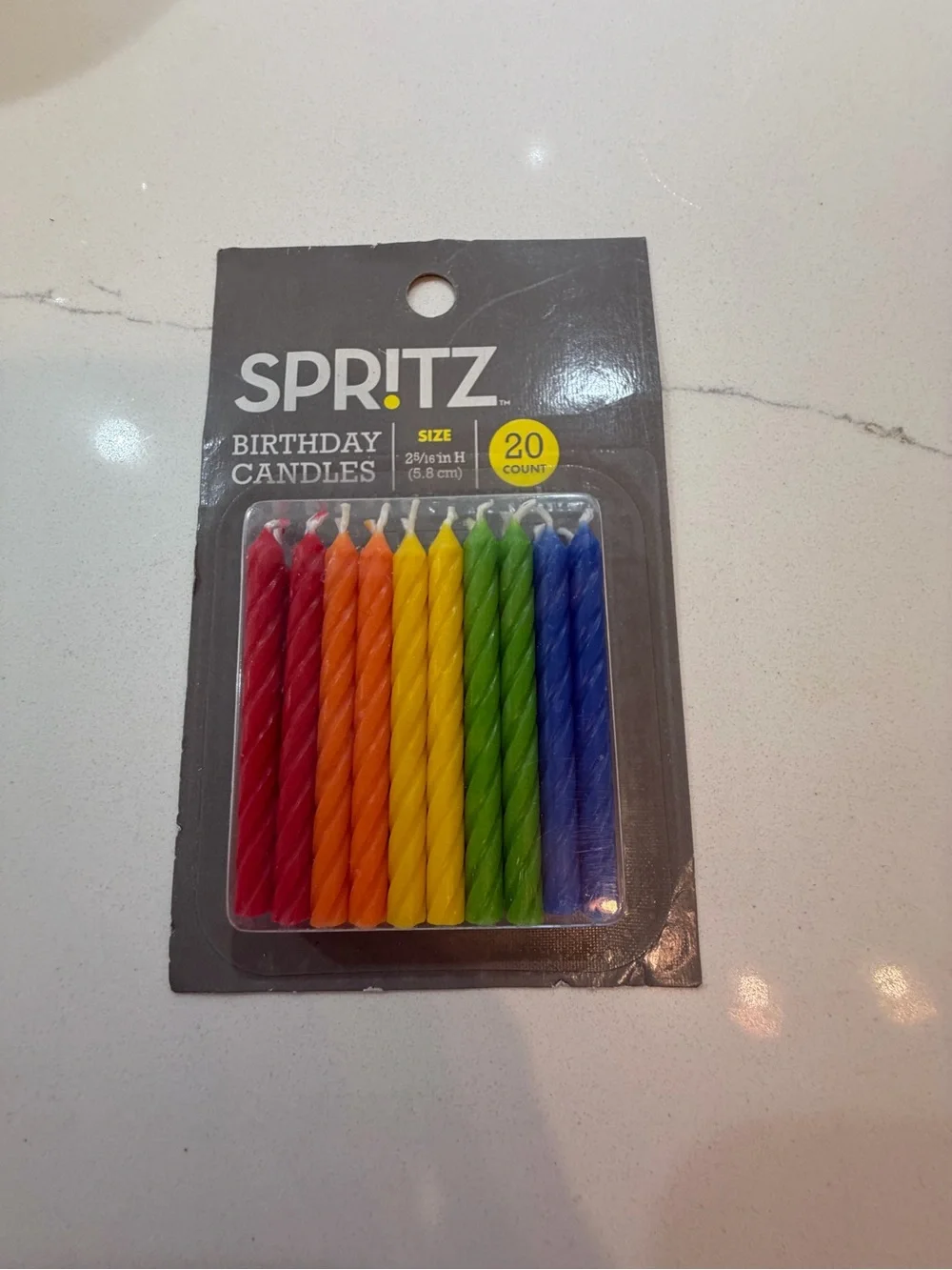 Spritz Rainbow Birthday Candles - 20 Count, Brand New